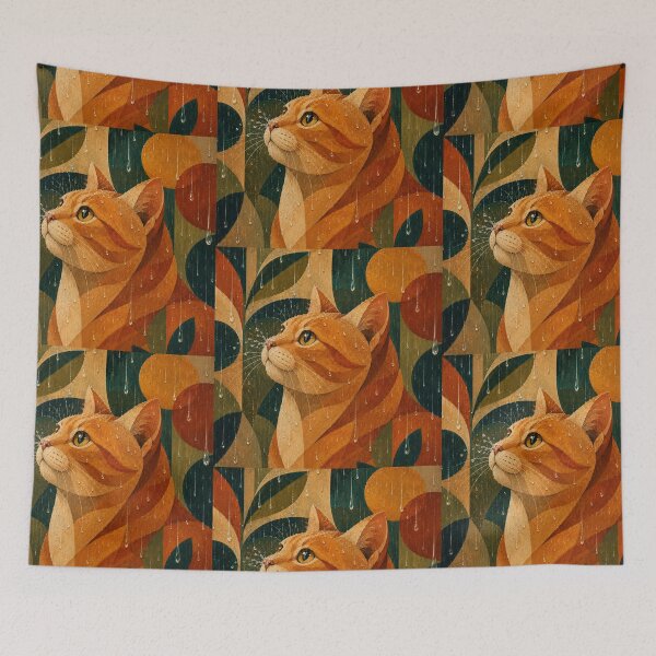 Item preview, Orange Stripe Cat Watching the Raindrops designed and sold by Mindworx21.