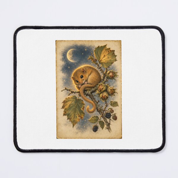 Item preview, Dormouse & Hazel | Moonlit Woodland Wildlife Wall Art | Cosy Cottagecore Gift designed and sold by Brackenlume Studio.