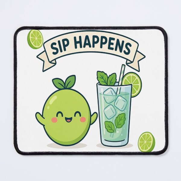 Item preview, Sip Happens Funny Kawaii Lime Cocktail Lover Design designed and sold by katiecorners.