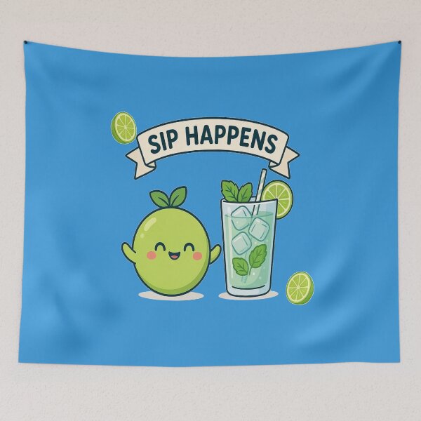 Item preview, Sip Happens Funny Kawaii Lime Cocktail Lover Design designed and sold by katiecorners.