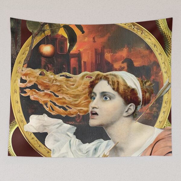 Item preview, Vintage Surreal Portrait – Golden Frame Fantasy Collage designed and sold by SchuppeJustine.