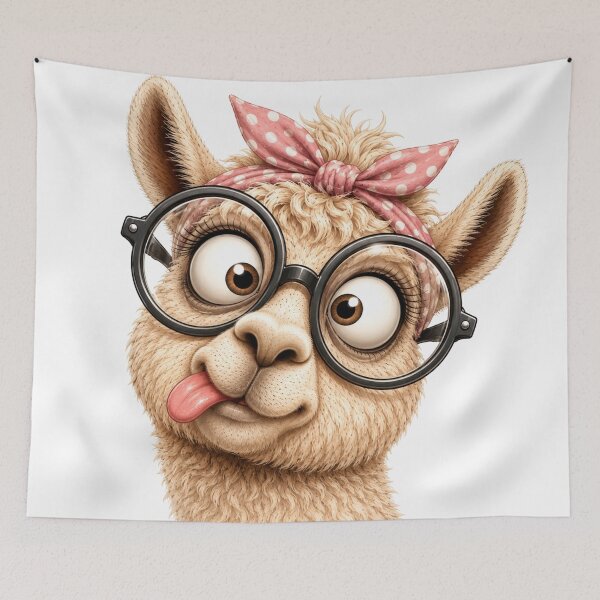 Item preview, Funny Alpaca with Glasses – Cute Goofy Animal Portrait designed and sold by LittleGinnyArt.