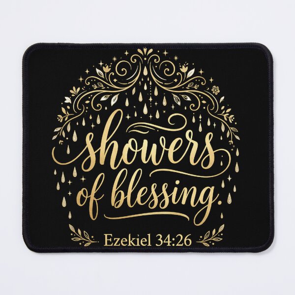 Item preview, 'Showers of Blessing, bible verse design, Christian apparel, Ezekiel 34:26 designed and sold by KINGDOM GOLD STUDIO.