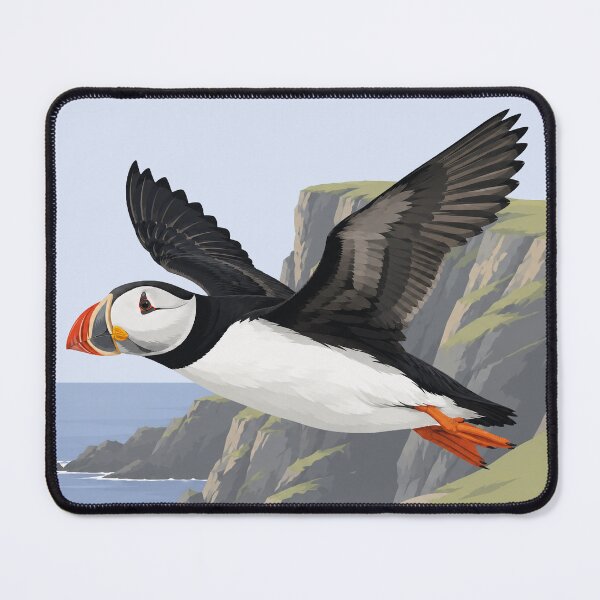 Item preview, Atlantic Puffin in Flight | Coastal Wildlife Bird Illustration designed and sold by Real-World-Art.