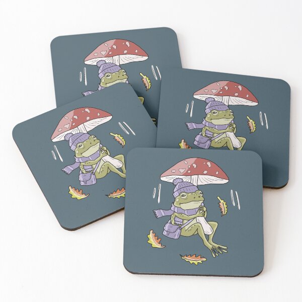 Item preview, Frog Autumn Toadstool Flying Mushroom Cottagecore designed and sold by LeshanArt.