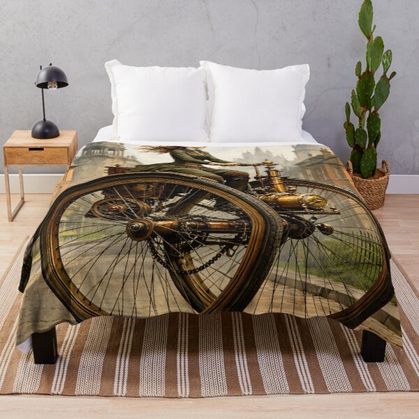 Item preview, Steampunk Woman on Giant Penny Farthing – Victorian Bicycle Adventure Print designed and sold by Kaleidoscope Print.