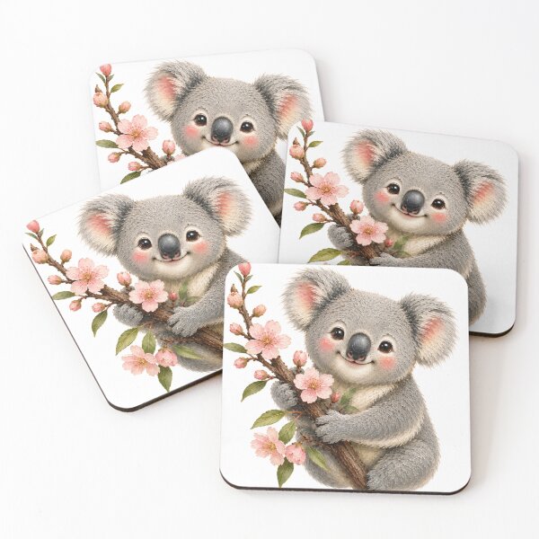 Item preview, Adorable Koala with Cherry Blossom Branch Oil Painting designed and sold by nouhaZN.