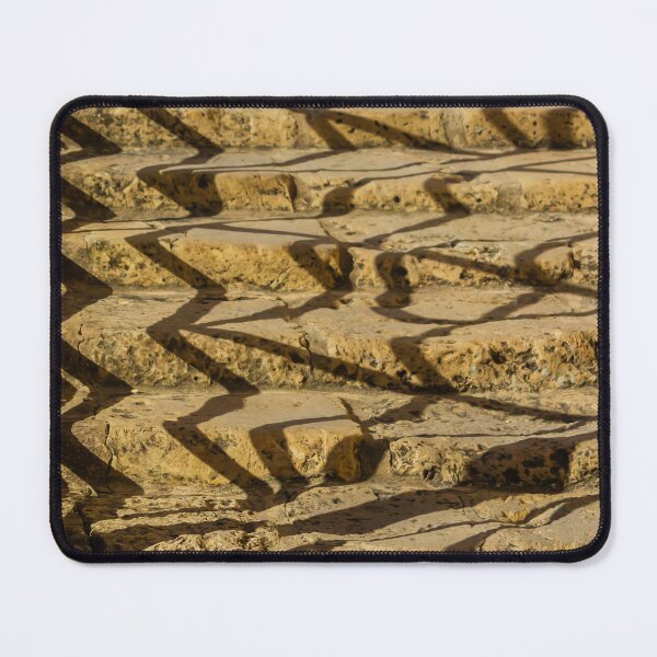 Item preview, Sunlit Weathered Stone Steps With Zigzag Shadows Creating Repetitive Texture And Architectural Pattern designed and sold by Nmallia.