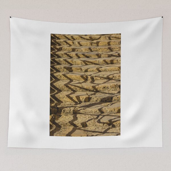 Item preview, Sunlit Weathered Stone Steps With Zigzag Shadows Creating Repetitive Texture And Architectural Pattern designed and sold by Nmallia.