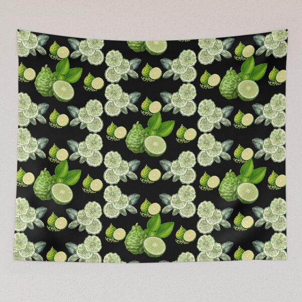 Item preview, Vibrant Kaffir Lime & Dark Botanical Citrus Pattern designed and sold by ​Jyoti Digital Artist.