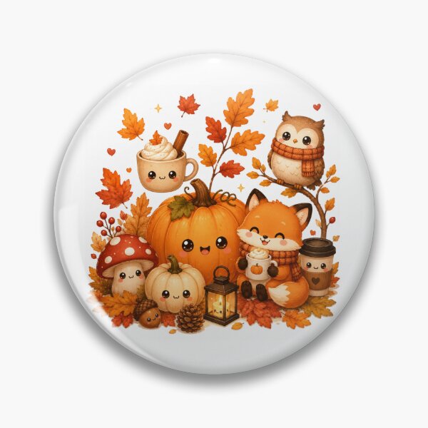 Item preview, Cute Kawaii Autumn Pumpkin Fox Owl & Cozy Fall Animals | Thanksgiving Autumn Illustration designed and sold by DreamPixelPrint.