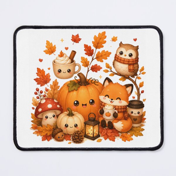 Item preview, Cute Kawaii Autumn Pumpkin Fox Owl & Cozy Fall Animals | Thanksgiving Autumn Illustration designed and sold by DreamPixelPrint.