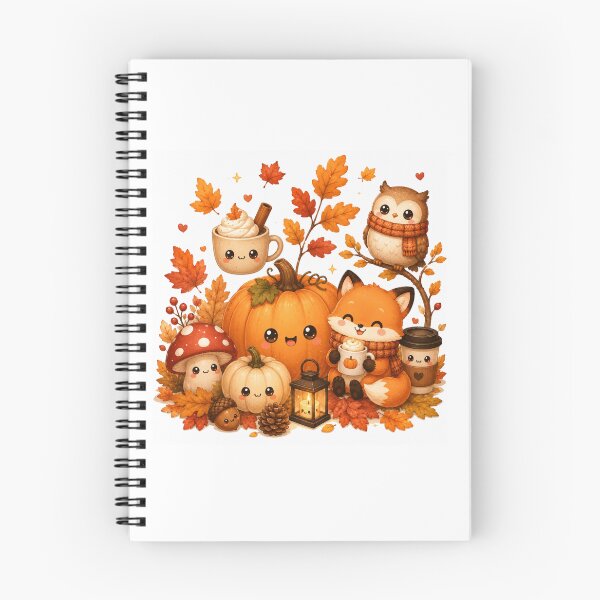 Item preview, Cute Kawaii Autumn Pumpkin Fox Owl & Cozy Fall Animals | Thanksgiving Autumn Illustration designed and sold by DreamPixelPrint.