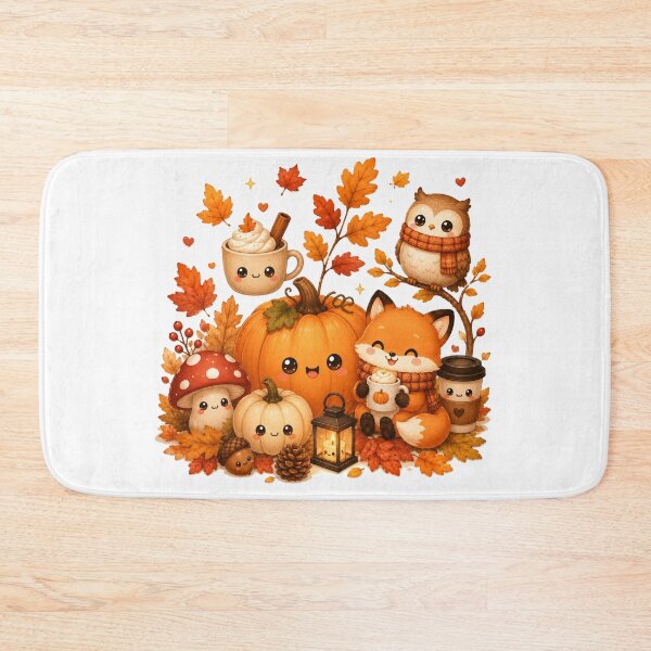 Item preview, Cute Kawaii Autumn Pumpkin Fox Owl & Cozy Fall Animals | Thanksgiving Autumn Illustration designed and sold by DreamPixelPrint.