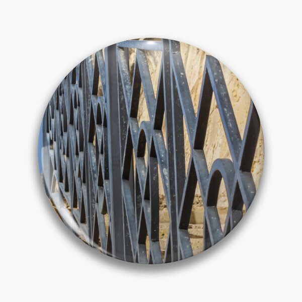 Item preview, Wrought Iron Railing on Stone Staircase With Geometric Pattern Against Blue Sky designed and sold by Nmallia.