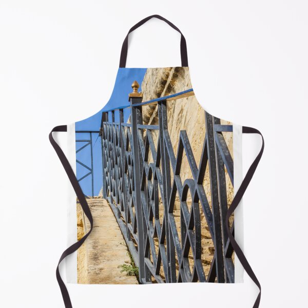 Item preview, Wrought Iron Railing on Stone Staircase With Geometric Pattern Against Blue Sky designed and sold by Nmallia.