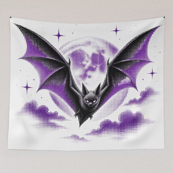 Item preview, Spooky Purple Halftone Bat Full Moon designed and sold by xMErCUrY03x.