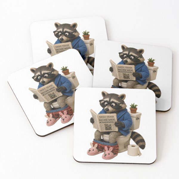 Item preview, Raccoon Reading on Toilet designed and sold by Snurly.