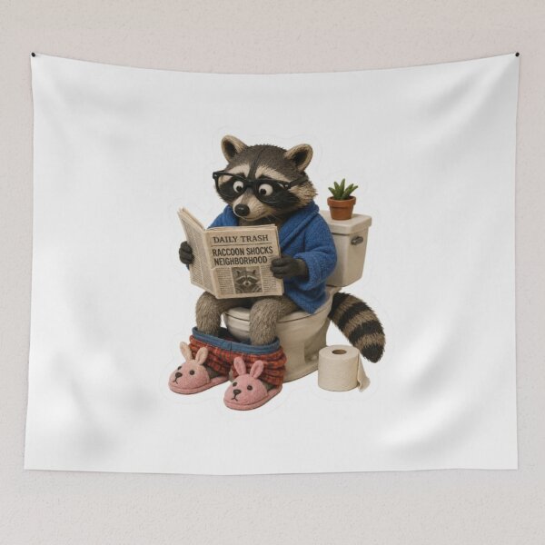 Item preview, Raccoon Reading on Toilet designed and sold by Snurly.