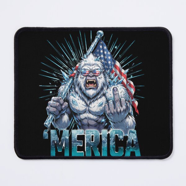Item preview, 'Merica Icy Yeti Bigfoot Rock On Flag Design v6 designed and sold by DarylWelsh2024.