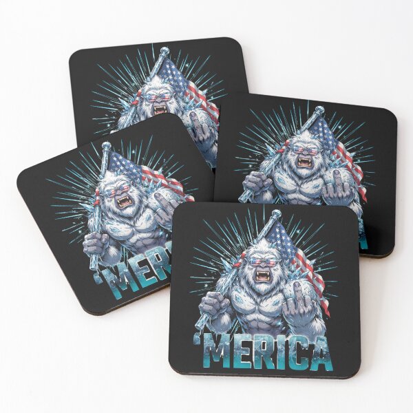 Item preview, 'Merica Icy Yeti Bigfoot Rock On Flag Design v6 designed and sold by DarylWelsh2024.