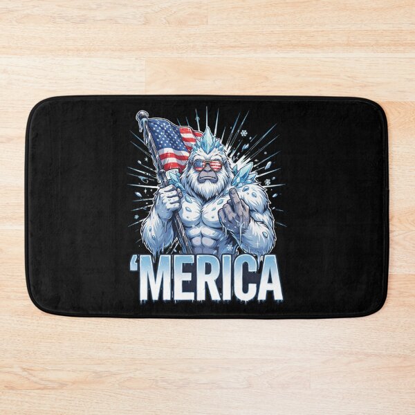 Item preview, 'Merica Icy Yeti Bigfoot Rock On Flag Design v6 designed and sold by DarylWelsh2024.