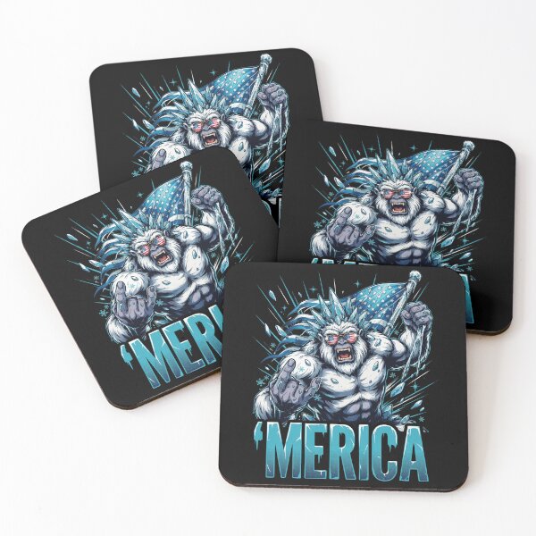 Item preview, 'Merica Icy Yeti Bigfoot Rock On Flag Design v9 designed and sold by DarylWelsh2024.