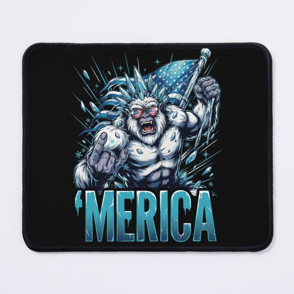 Item preview, 'Merica Icy Yeti Bigfoot Rock On Flag Design v9 designed and sold by DarylWelsh2024.
