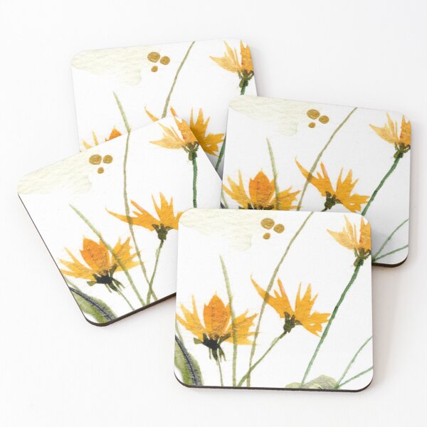 Item preview, Golden Yellow Wildflowers - Warm Watercolor Meadow Illustration designed and sold by WaterColorCats1.
