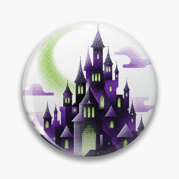 Item preview, Haunted Purple Castle Crescent Moon Halftone designed and sold by xMErCUrY03x.
