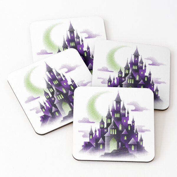 Item preview, Haunted Purple Castle Crescent Moon Halftone designed and sold by xMErCUrY03x.