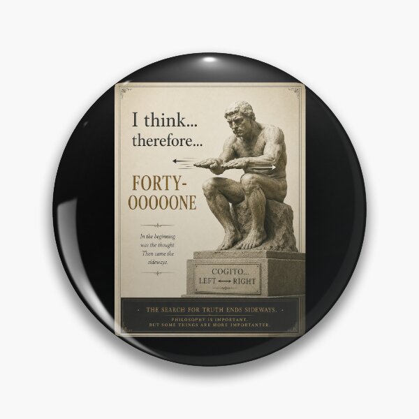 Item preview, 41 (forty-ooooone) SIDEWAYS SOCIETY COLLECTION - PHILOSOPHY - I think... therefore... Forty-ooooone designed and sold by WheelieGdArt.
