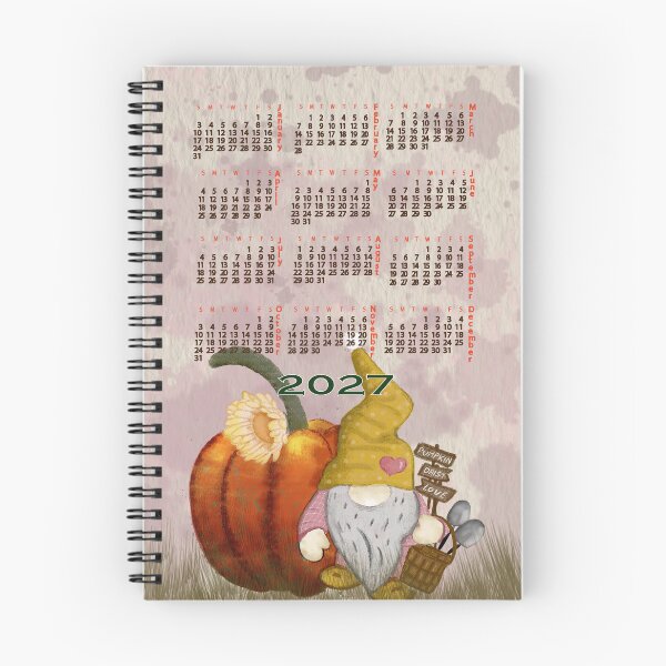 Item preview, Calendar 2027 gnome and pumpkin designed and sold by PerlaDesignArt.