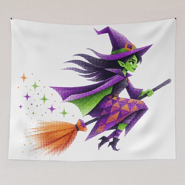 Item preview, Flying Wicked Witch On Broomstick Halftone designed and sold by xMErCUrY03x.