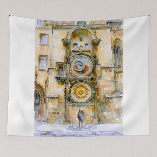 Item preview, Prague Astronomical Clock Watercolor designed and sold by caracatita75.