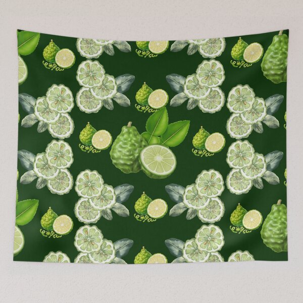 Item preview, Deep Green Kaffir Lime & Tropical Citrus Pattern designed and sold by Jyoti-Quotes.