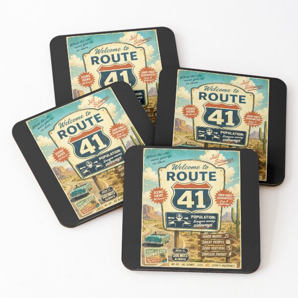 Item preview, 41 (forty-ooooone) SIDEWAYS SOCIETY COLLECTION - VINTAGE TOURISM - Welcome to Route 41 Population - Everyone moving sideways designed and sold by WheelieGdArt.