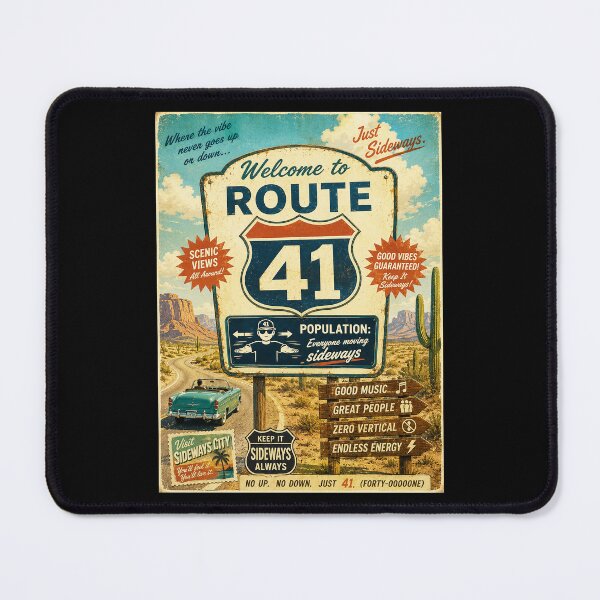 Item preview, 41 (forty-ooooone) SIDEWAYS SOCIETY COLLECTION - VINTAGE TOURISM - Welcome to Route 41 Population - Everyone moving sideways designed and sold by WheelieGdArt.