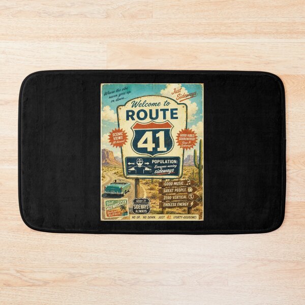 Item preview, 41 (forty-ooooone) SIDEWAYS SOCIETY COLLECTION - VINTAGE TOURISM - Welcome to Route 41 Population - Everyone moving sideways designed and sold by WheelieGdArt.