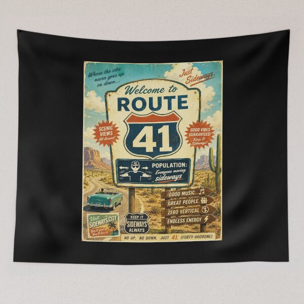 Item preview, 41 (forty-ooooone) SIDEWAYS SOCIETY COLLECTION - VINTAGE TOURISM - Welcome to Route 41 Population - Everyone moving sideways designed and sold by WheelieGdArt.