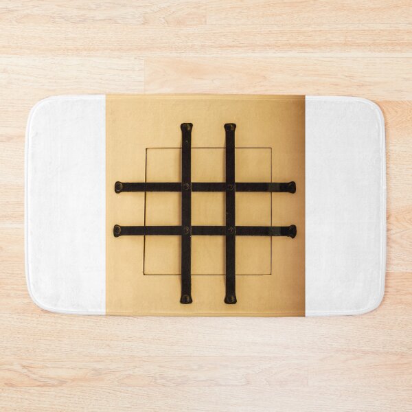 Item preview, Metal Bars Small Window With Security Grill On Beige Wall, Minimal Architectural Grid Composition designed and sold by Nmallia.