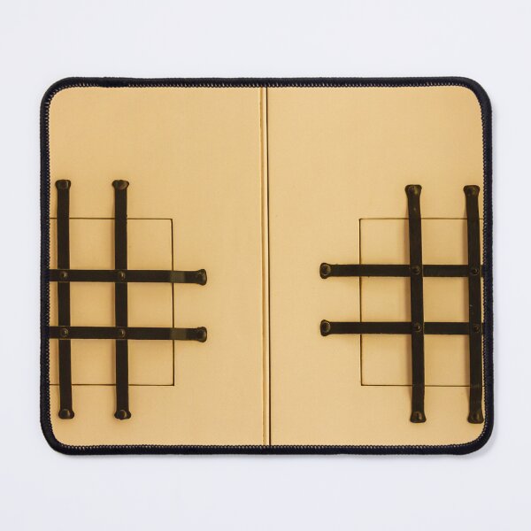 Item preview, Metal Bars Small Window With Security Grill On Beige Wall, Minimal Architectural Grid Composition designed and sold by Nmallia.