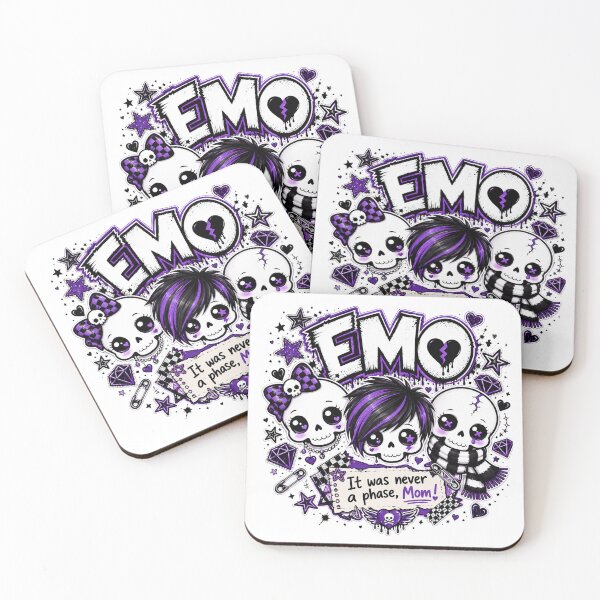 Item preview, EMO – It Was Never a Phase, Mom! | Cute Purple Emo Skulls designed and sold by Claudia Ilie Art.