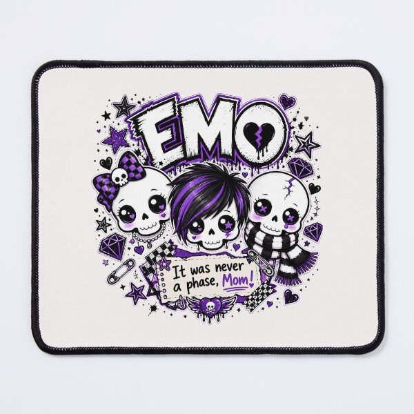 Item preview, EMO – It Was Never a Phase, Mom! | Cute Purple Emo Skulls designed and sold by Claudia Ilie Art.