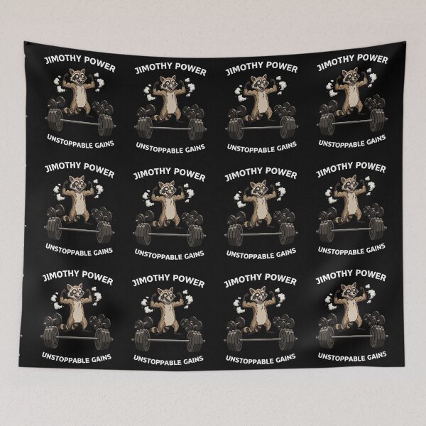 Item preview, Jimothy Team Funny Raccoon Gym Workout Graphic - Jimothy Strength Invincible Gains designed and sold by LeSoniPapaPrint.