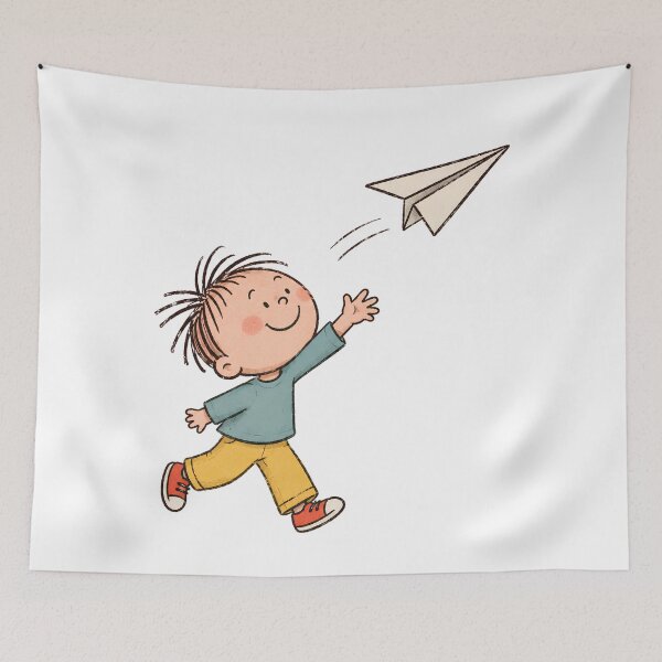 Item preview, Cute Child Flying Paper Airplane Kids Adventure Design designed and sold by Nawi32.