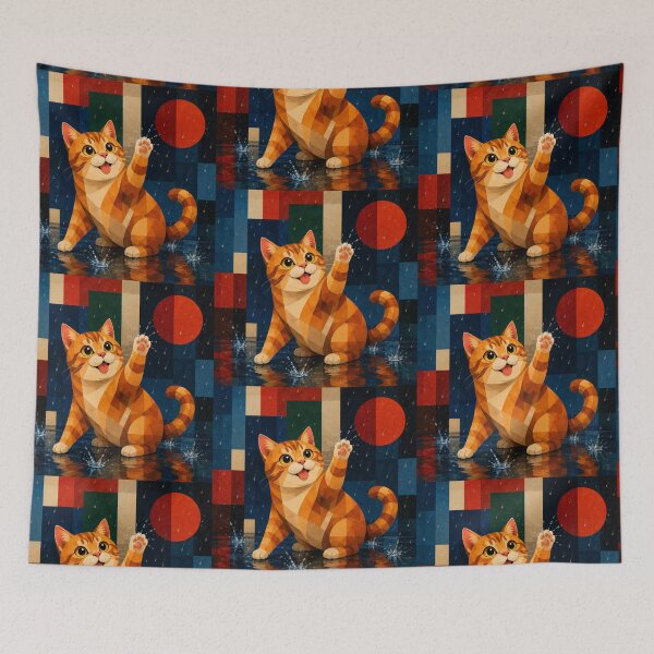 Item preview, Orange Alley Cat Getting Playful in the Rain designed and sold by Mindworx21.