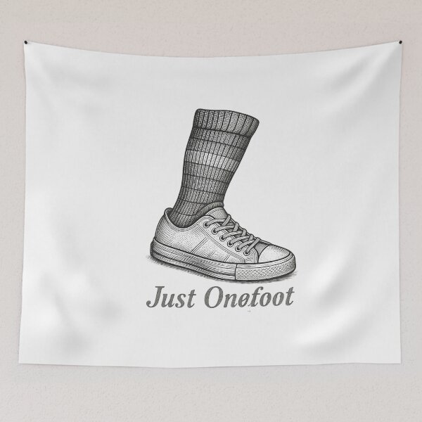 Item preview, Just Onefoot Single Shoe Amputee Joke | One Leg Recovery Sneaker Sticker designed and sold by pawsome purrfect.
