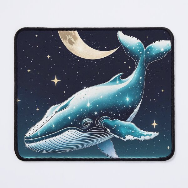 Item preview, Celestial Whale & Crescent Moon – Dreamy Ocean Night Sky Art designed and sold by Deezyned.