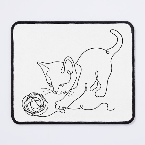 Item preview, Minimalist One Line Kitten Playing with Yarn designed and sold by LoppiPrintShop.
